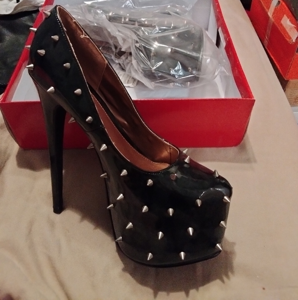 Stripper, bondage punishment spike heels. Custom made.